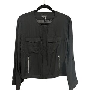 DKNY Black Utility Jacket with Lightweight Fabric